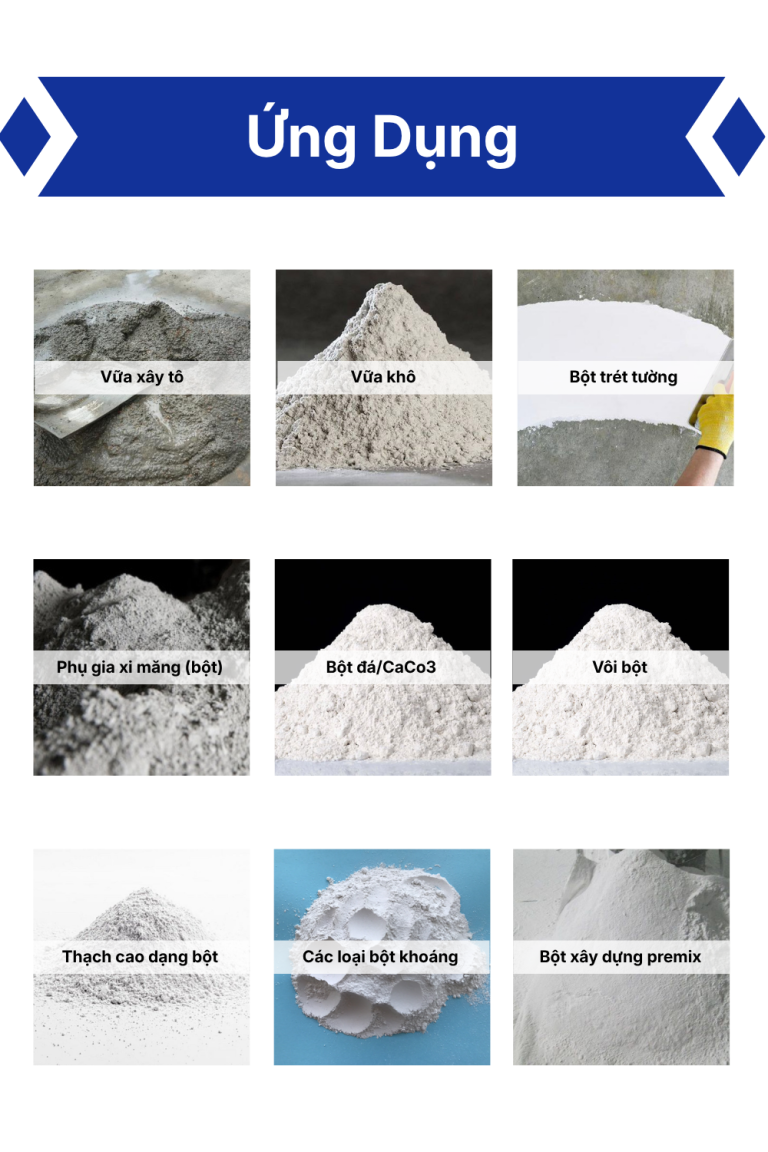 Ứng dụng-Line đóng gói vữa xây tô