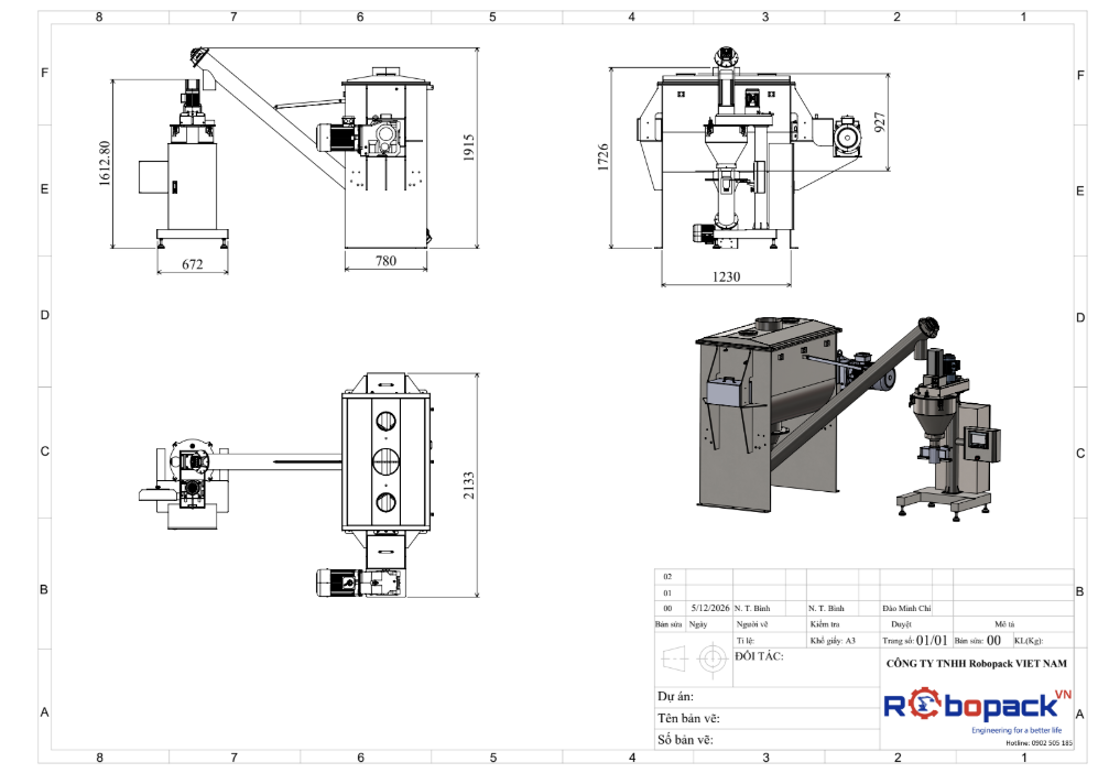 Bản vẽ kỹ thuật máy đóng gói ROBOPACK